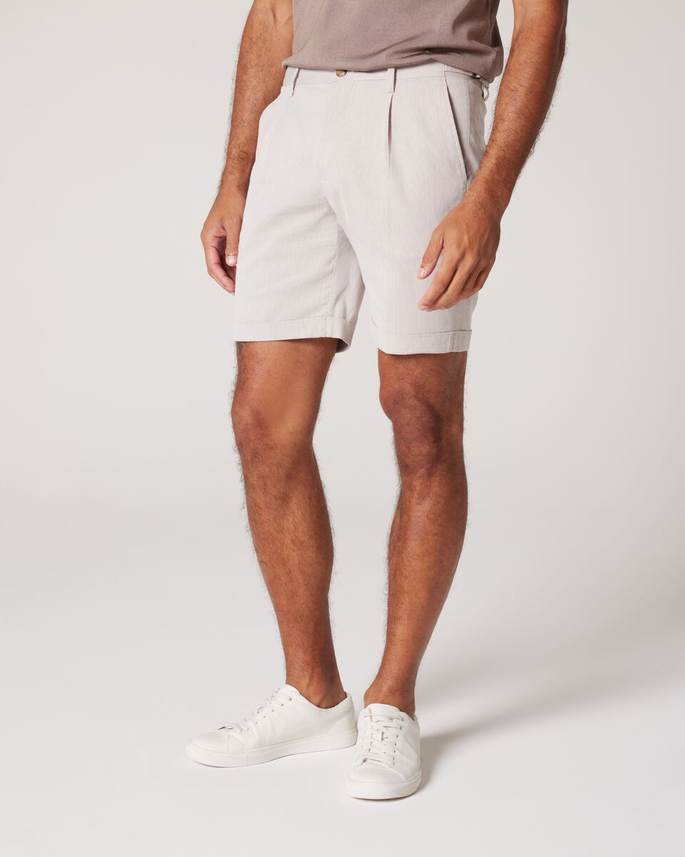 Textured Stripe Cotton Tailored Shorts